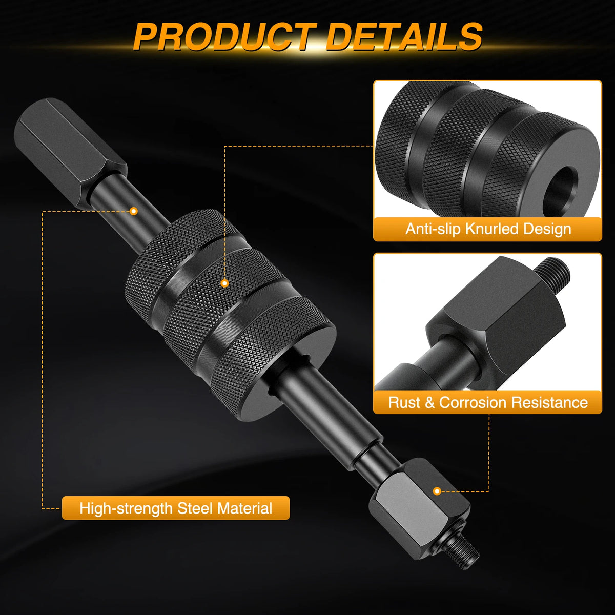 Nilight Diesel Injector Puller Tool with Slide Hammer, Common Rail Fuel Injectors Puller Removal Tool with w M8 M12 M14 Thread Adapter Heavy Duty Injector Remover for Stubborn Diesel Injectors, Blue Vue