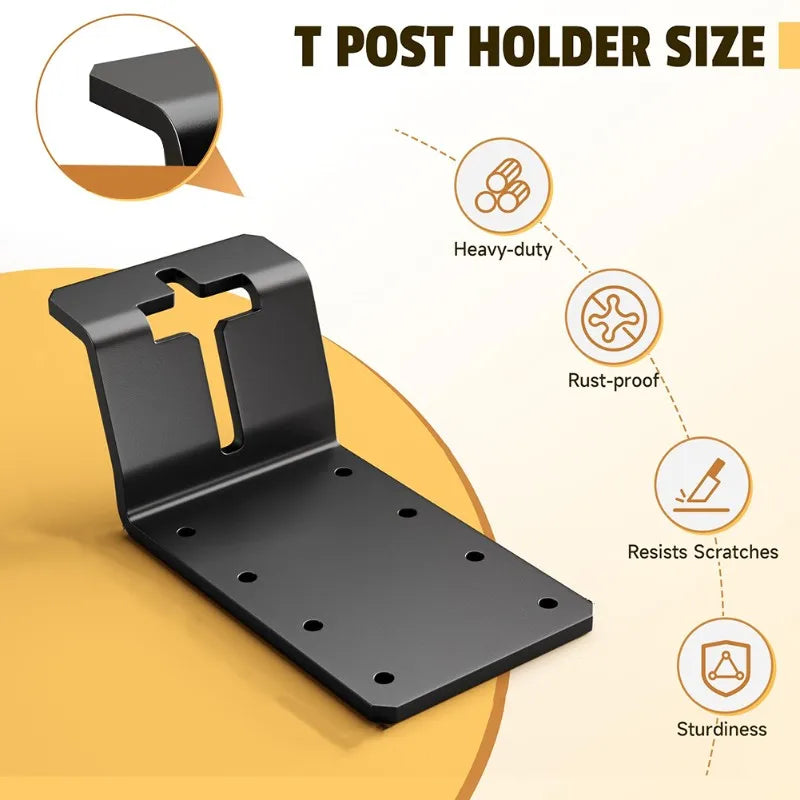 ABKW-For Wood Fence T Post Bracket, For Sign Mount Hardware- T Post Hanger For Sign, Birdhouse Mailbox Camera(6 Pcs) Vue