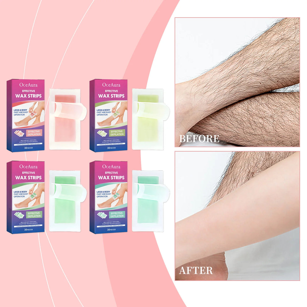 Scented Hair Removal Wax Strips Collection – Gentle Formula for Moisturizing, Refreshing Skin & Silky-Smooth Body Hair Removal Vue