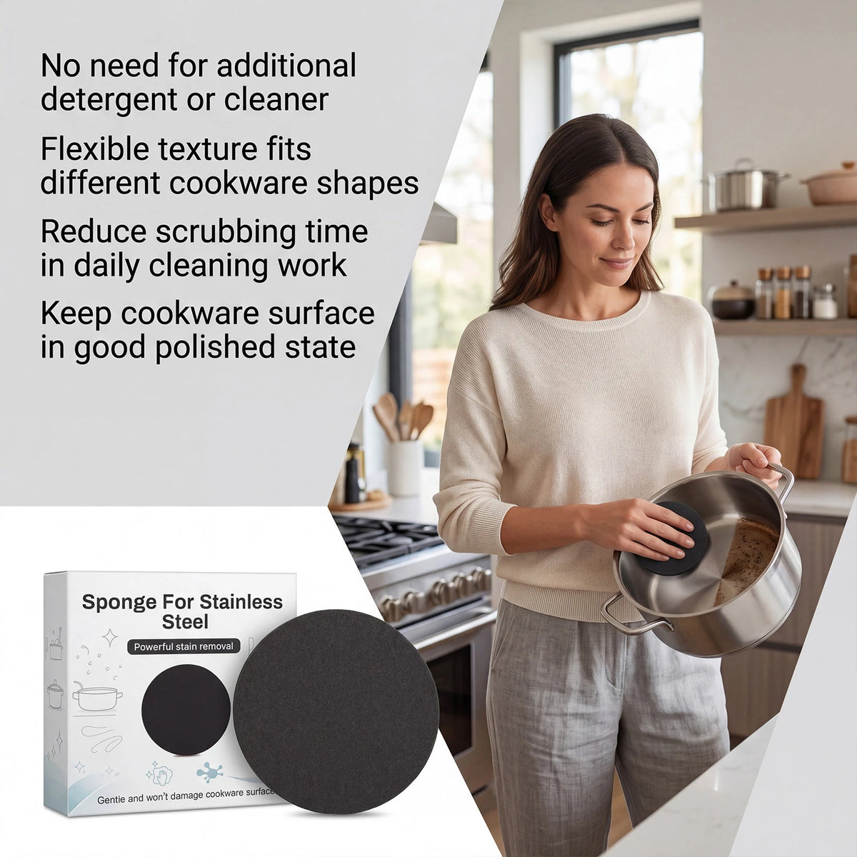 Round Non-Scratch Dish Scrubber Sponges – 1/3 Pack Kitchen Dish Scrubber Sponge Vue