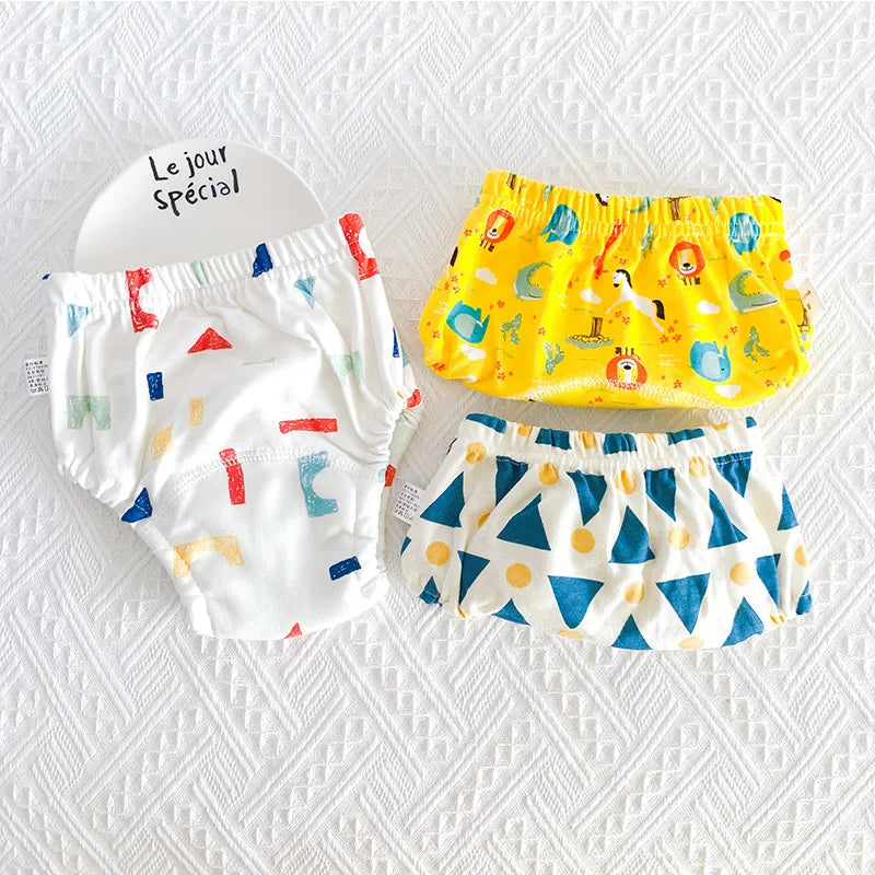 vvocci Diaper Reusable lot Training Pants 3 Pieces 6 Layers Bebe Cloth Washable Cotton Elastic Waist Cloth Diapers 8-18KG Nappy Vue