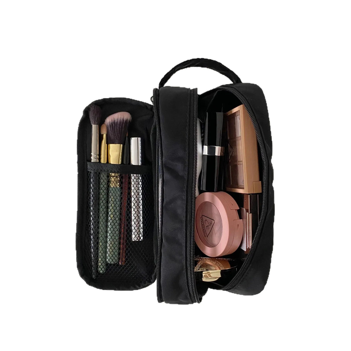 Double Layer Cosmetic Bag Nylon Travel Makeup Organizer Large Capacity Toiletry Bag Multifunction Pencil Case Brush Holder Vue