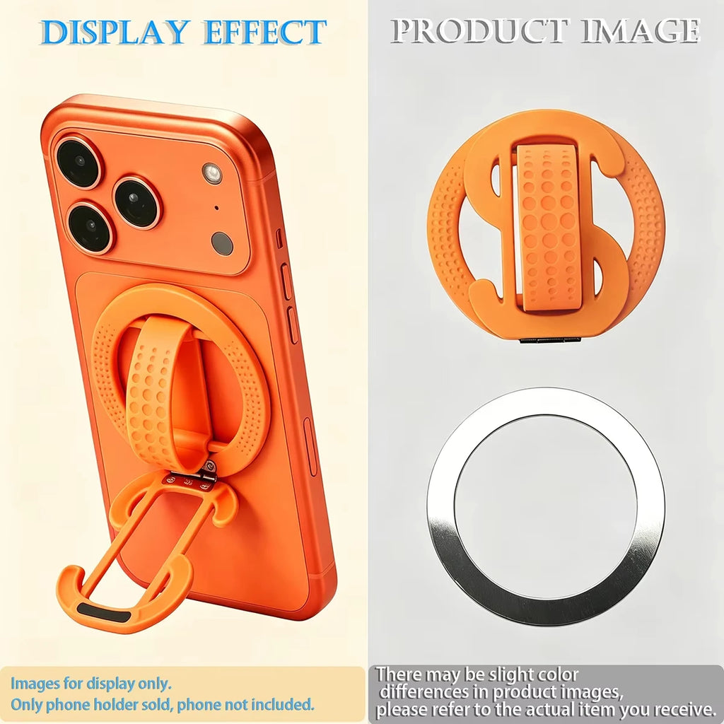 Magnetic Ring iPhone Holder For MagSafe Grip Simplicity Rotation for Phone Foldable Bracket Vue Orange