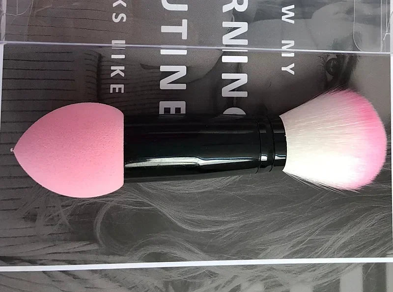 1pc Professional blusher brush Nylon Make up Brushes Two Head Metal Cosmetic Tools with Sponge Pink Color drop shipping Vue
