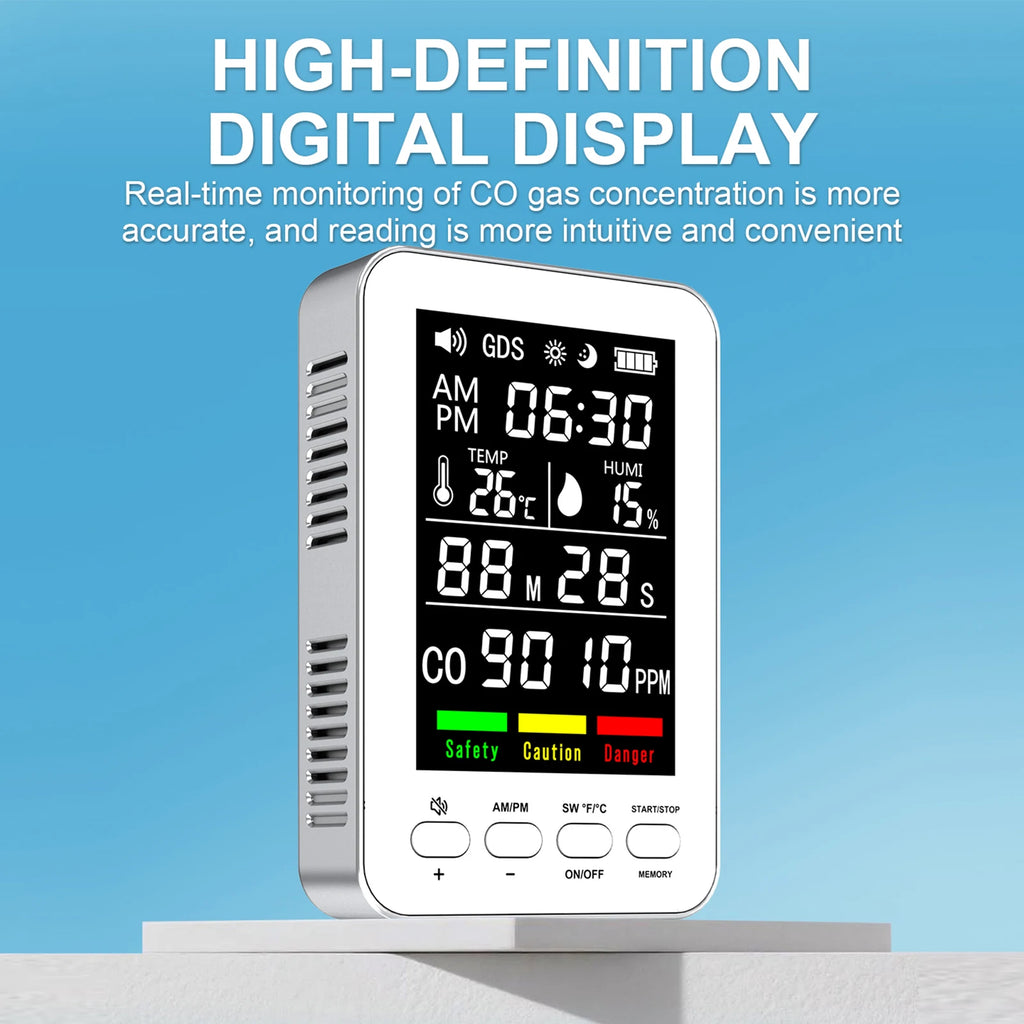 5-in-1 Plug-In CO Detector with Temp & Humidity Display CO Detector Alarm Vue