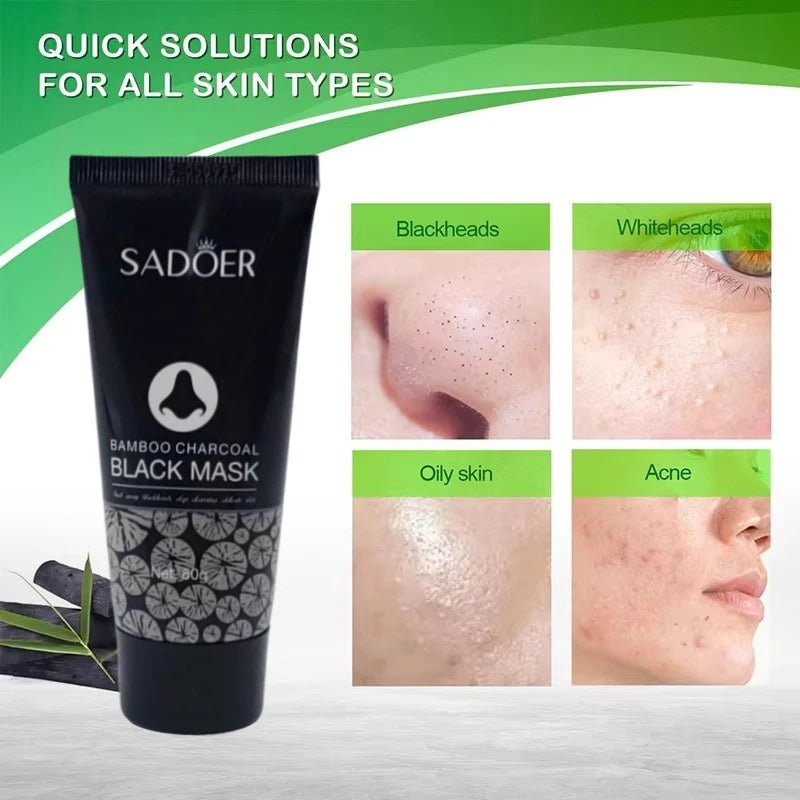 Bamboo Charcoal Blackhead Mask - Peel-Off Mask Containing Ascorbic Acid and Hyaluronic Acid, with Moisturizing and Oil-Controlling Properties, Can Cleanse the Skin. Vue