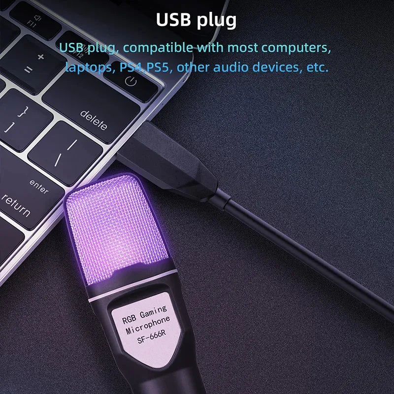 USB RGB Condenser Microphone – Podcast, Streaming & Studio USB Condenser Microphone Vue