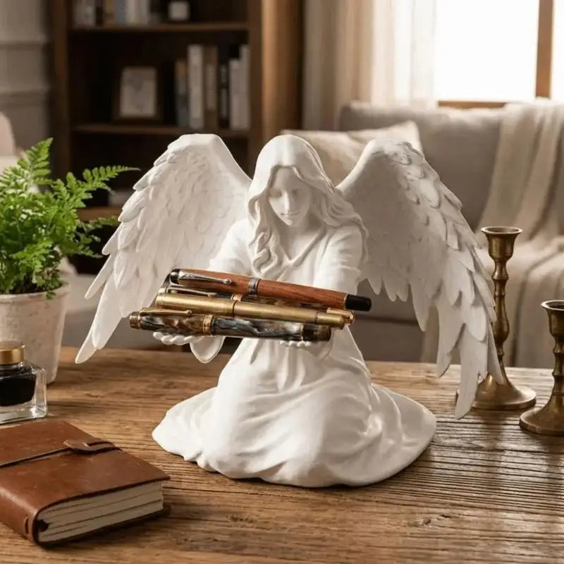 3D Printed Plastic Angel Pen Stand Desktop Organiser Rack Pen Holder Plastic Non-Slip Base Stable Desktop Organizer Gift Idea Vue