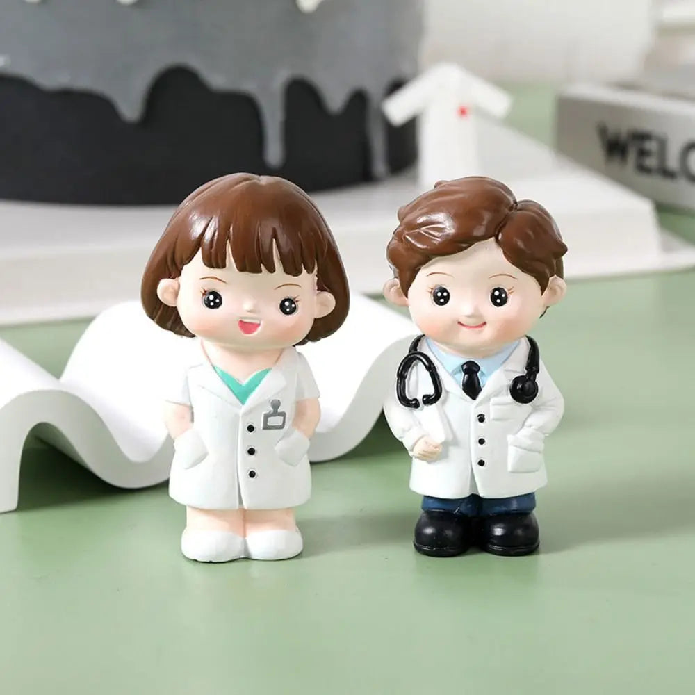 Funny Cartoon White Nurse Figurine Handmade Cute Doctor Model DlY Landscaping Nurse Baking Ornaments Office Vue