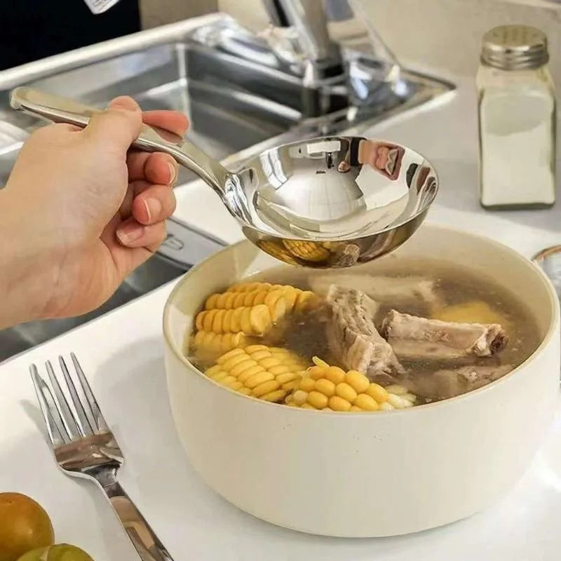 〔CC11〕Stainless Steel Deepen Tablespoons Soup Ladle Short Handle Large Ramen Bouillon Spoon Kitchen Tableware Cooking Utensils Vue