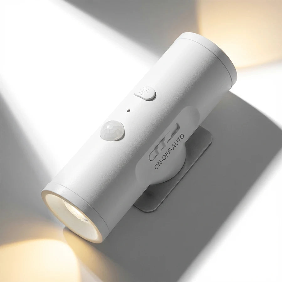 Double head Human Body Sensor LED Night Light Rechargeable Magnetic Wall Lamp 3 Colors Ambient Light for Stairs Corridor Decor Vue