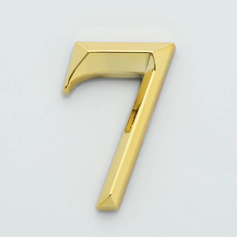 3D Door Number ABS Injection Molding Electroplating Plate Digits 0 To 9 Golden Door Self Adhesive Street Sticker Outdoor Vue 7
