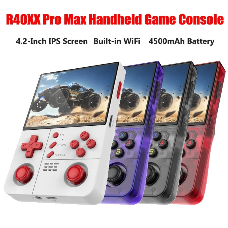R40XX Pro Max Retro Handheld Game Console Linux System 4.2 Inch HD IPS Screen Portable Pocket Video Player 128GB Games Gift Vue