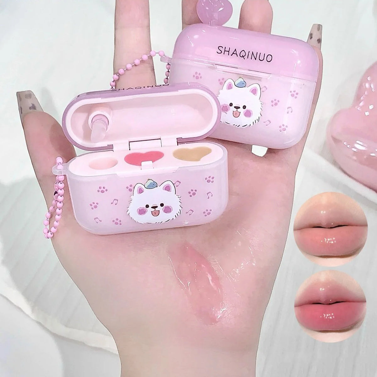Cute Earphone Case Moisturizing Lip Gloss Hydrating Lightening Lip Lines Transparent Makeup Solid Lip Balm Jelly Gloss Makeup Vue