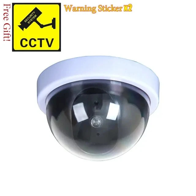 Creative Flashing Led Fake Camera Black Plastic Dome CCTV Dummy Camera Power Via AA Battery Surveillance Security System Vue White