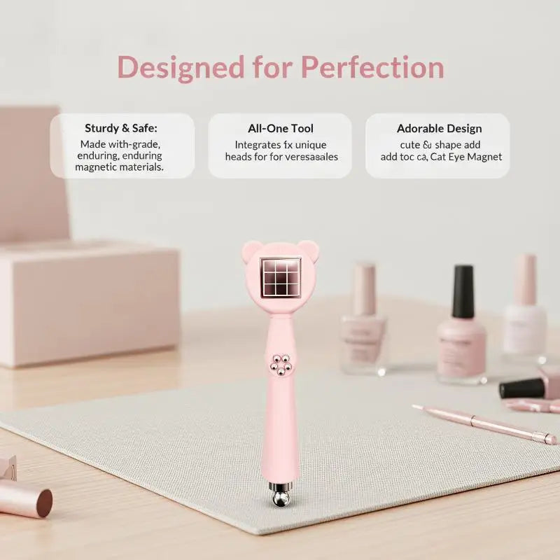 Bear Shape Strong Nail Magnet Stick Multi Petal Grid Cat Eye Effect DIY Manicure Magnetic Nail Tool Vue