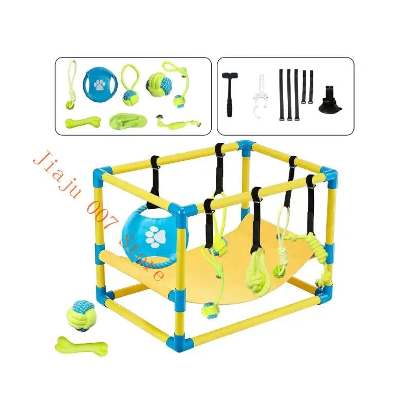 Interactive Dog Play Gym Set – 8 Hanging Accessories Dog Play Gym Set Vue Square box amusement CN