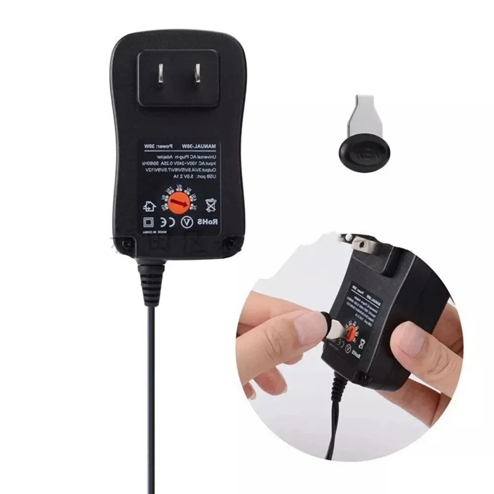 3V 4.5V 5V 6V 7.5V 9V 12V 2A/2.5A AC/DC Adapter US/EU Adjustable Power Adapters USB Universal Charger Switch Power Supply Vue