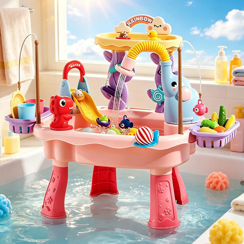 Elephant Water Table for Kids, Sensory Sink Toy with Pump, Outdoor Summer Activity Play Table for Backyard Beach Daycare Camping Vue