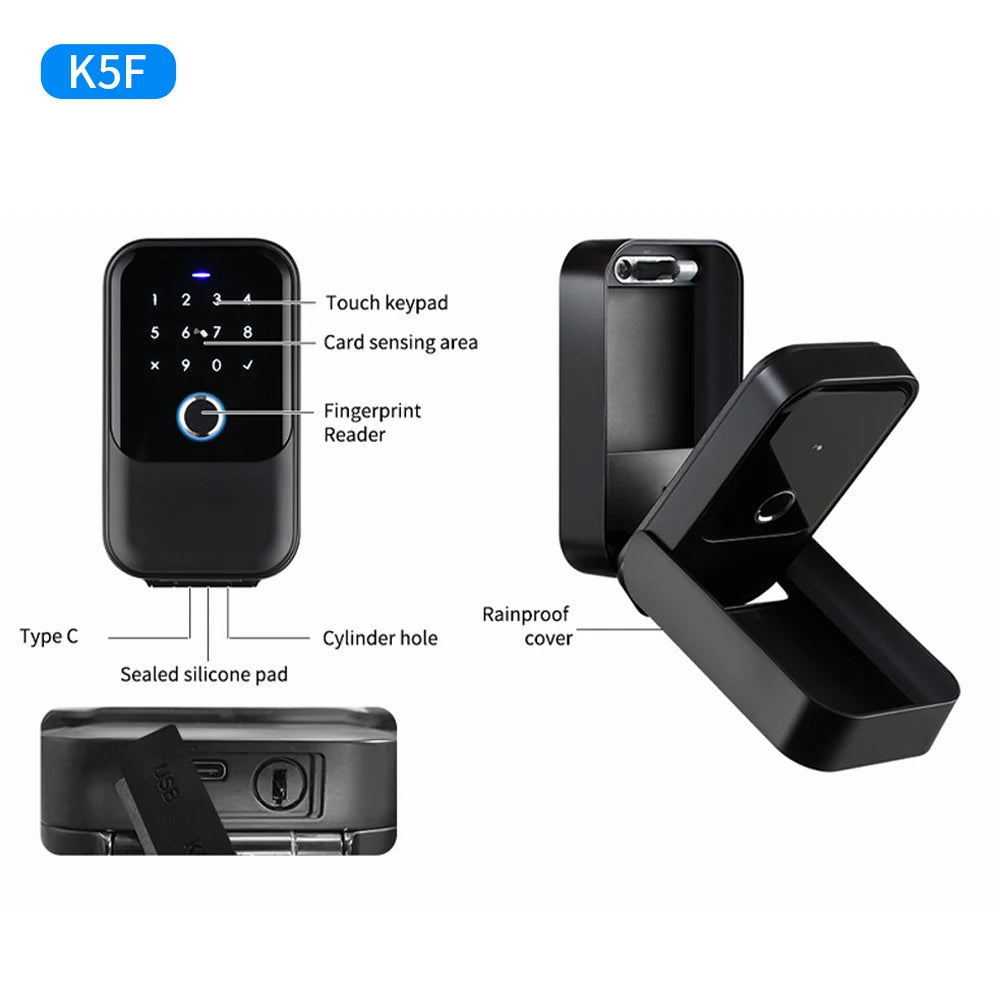 Waterproof Smart Key Safe with Fingerprint/Bluetooth/keyset/TTlock&Tuya App, Wall-Mounted Security Lock Box & Anti-Theft Padlock Vue