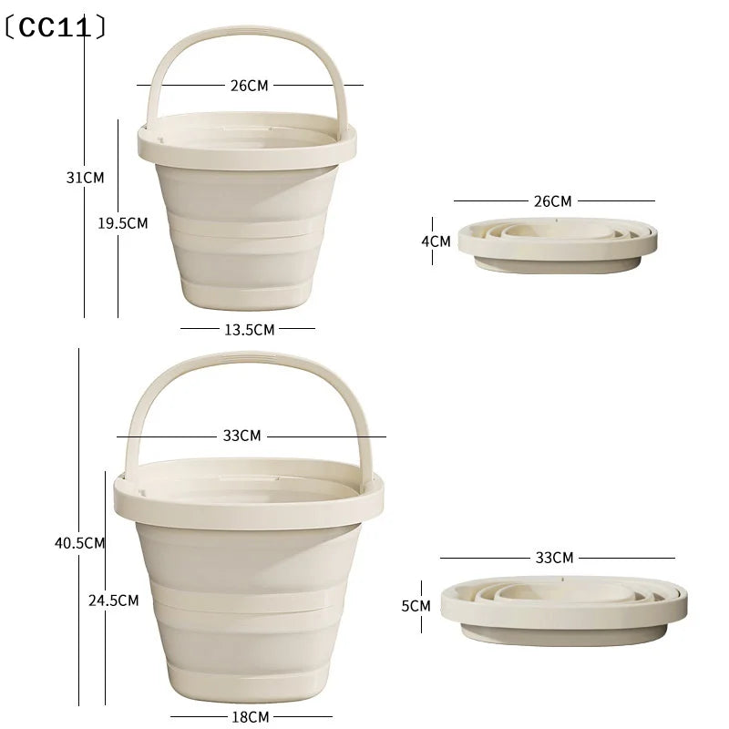 Folding Water Bucket, Large-capacity Multifunction Thickened Hand-held Bucket Outdoor Fishing Plastic Water Bucket〔CC11〕 Vue