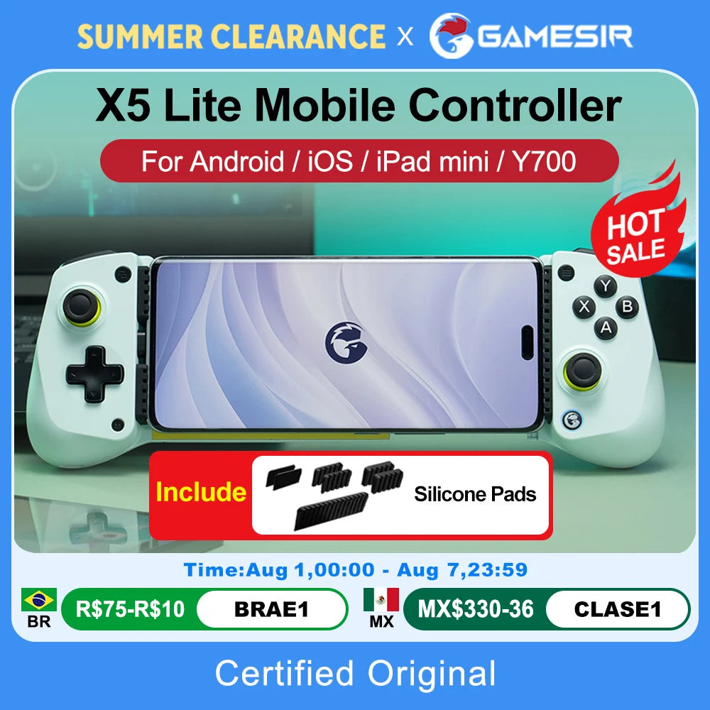 GameSir X5 Lite Mobile Phone Gamepads for iPhone 16 15 Series iPad Mini Android Tablet Controller Hall Effect Joysticks Design Vue