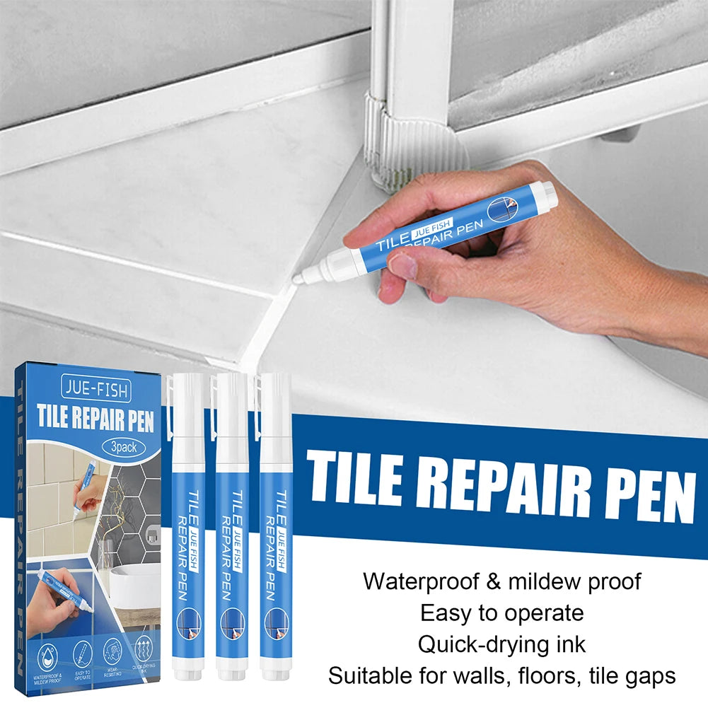 3pcs Tile Grout Paint Pen Mildew-proof Grout Pen White Tile Paint Marker Wall Grout Restorer Pen for Restoring Tile Wall Floor Vue