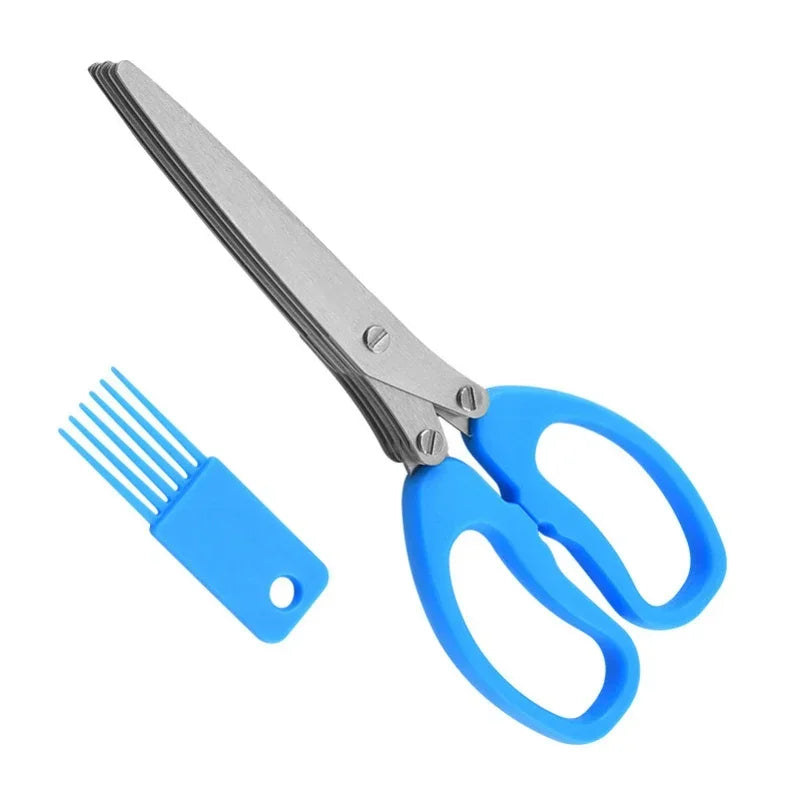 5 Blade Herb Scissors Multifunctional Multi Layers Stainless Steel Knives Kitchen Scissors Scallion Cutter Kitchen Accessories Vue