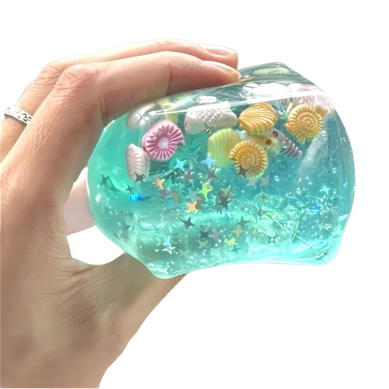 Blue Cubes Sea Squishy Fidget Toy Super Soft Transparent Star shell Squeeze Toy Ocean Sensory Anti-stress Toy Girl Christmas Gif Vue