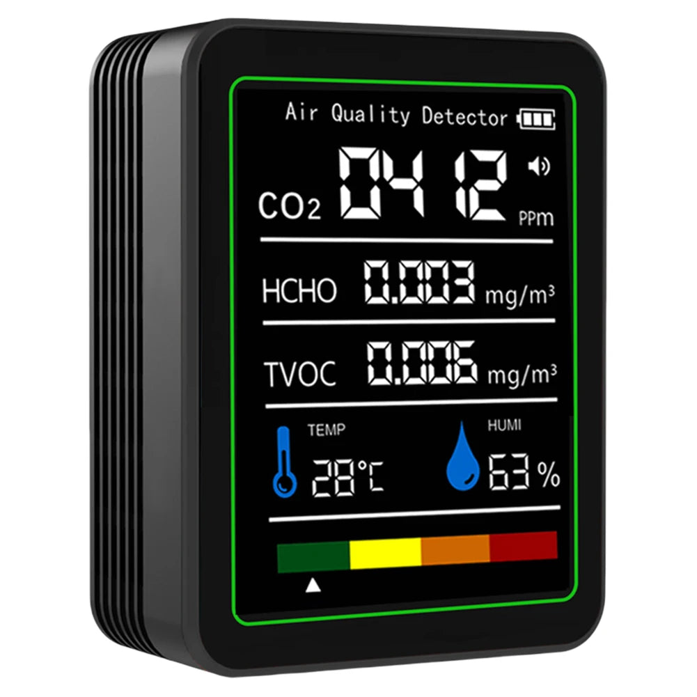5-in-1 Air Quality Monitor – CO2, TVOC, Formaldehyde, Temp & Humidity Air Quality Monitor Vue black China Mainland