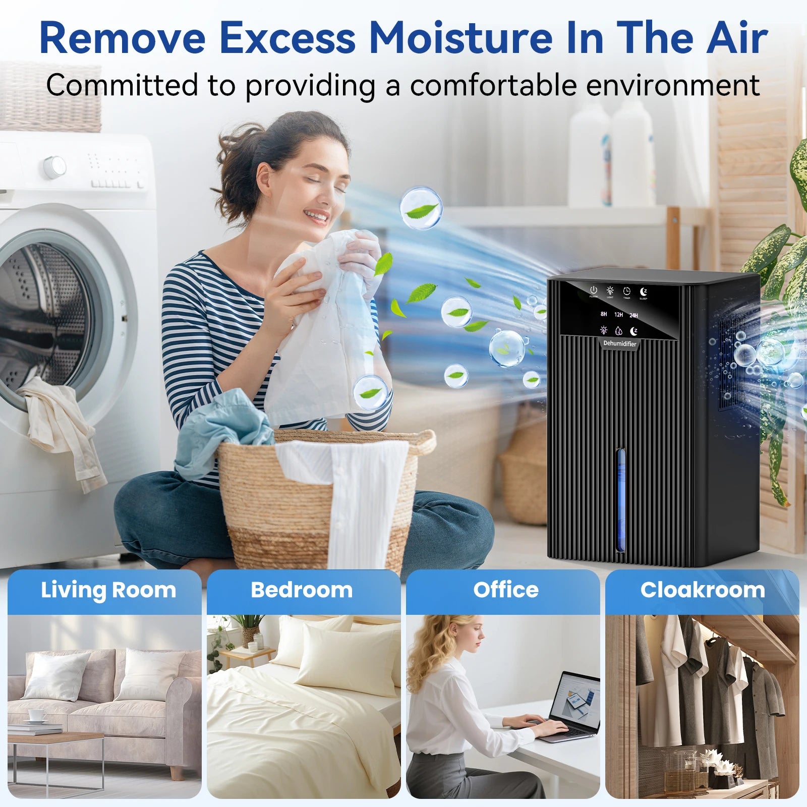 Portable Home Dehumidifier Moisture Absorber Air Purifier Drying