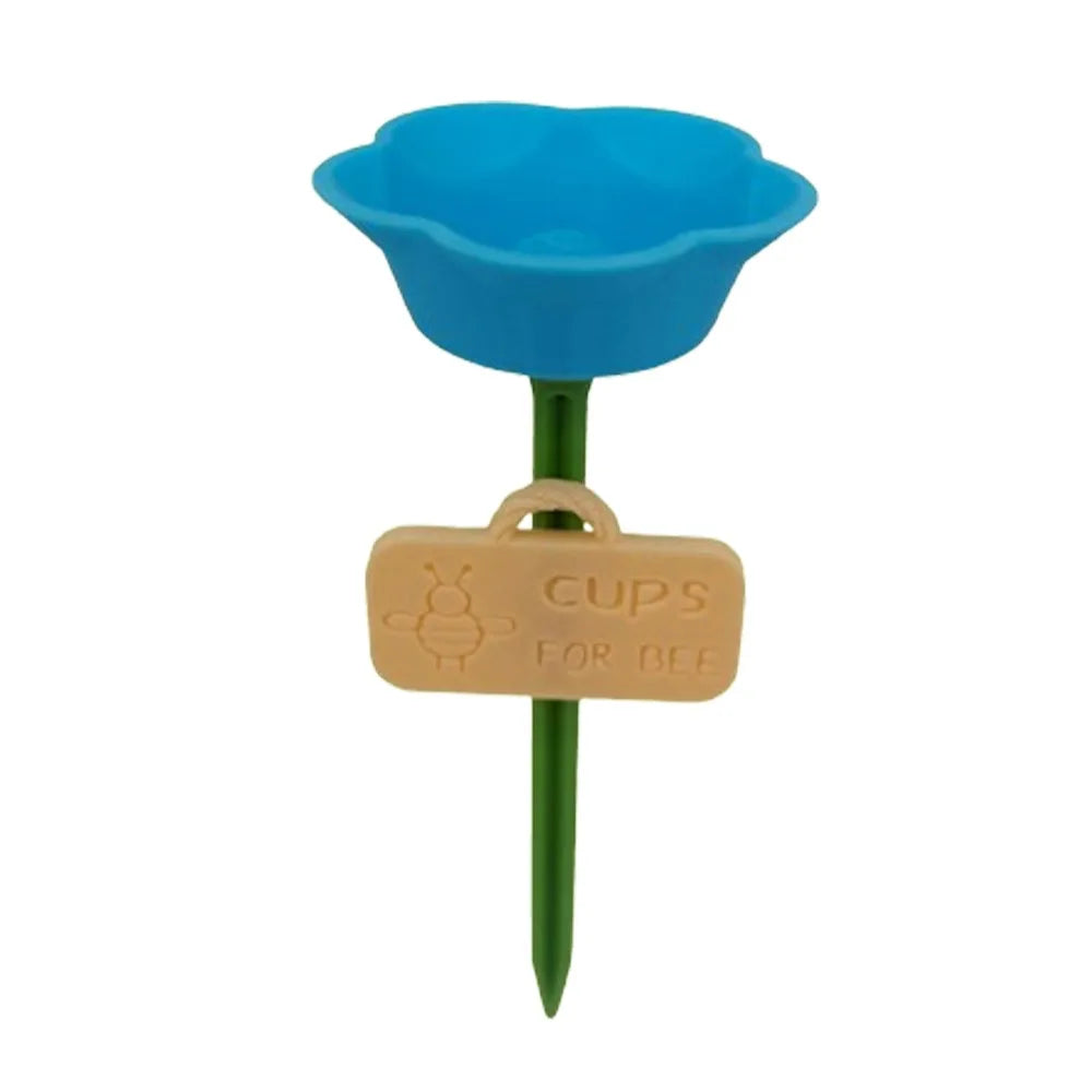 Flower Shaped Bee Watering Station Weatherproof Colorful Wild Bees Water Bowl Rust-resistant UV Resistant Pollinator Feeder Vue Blue