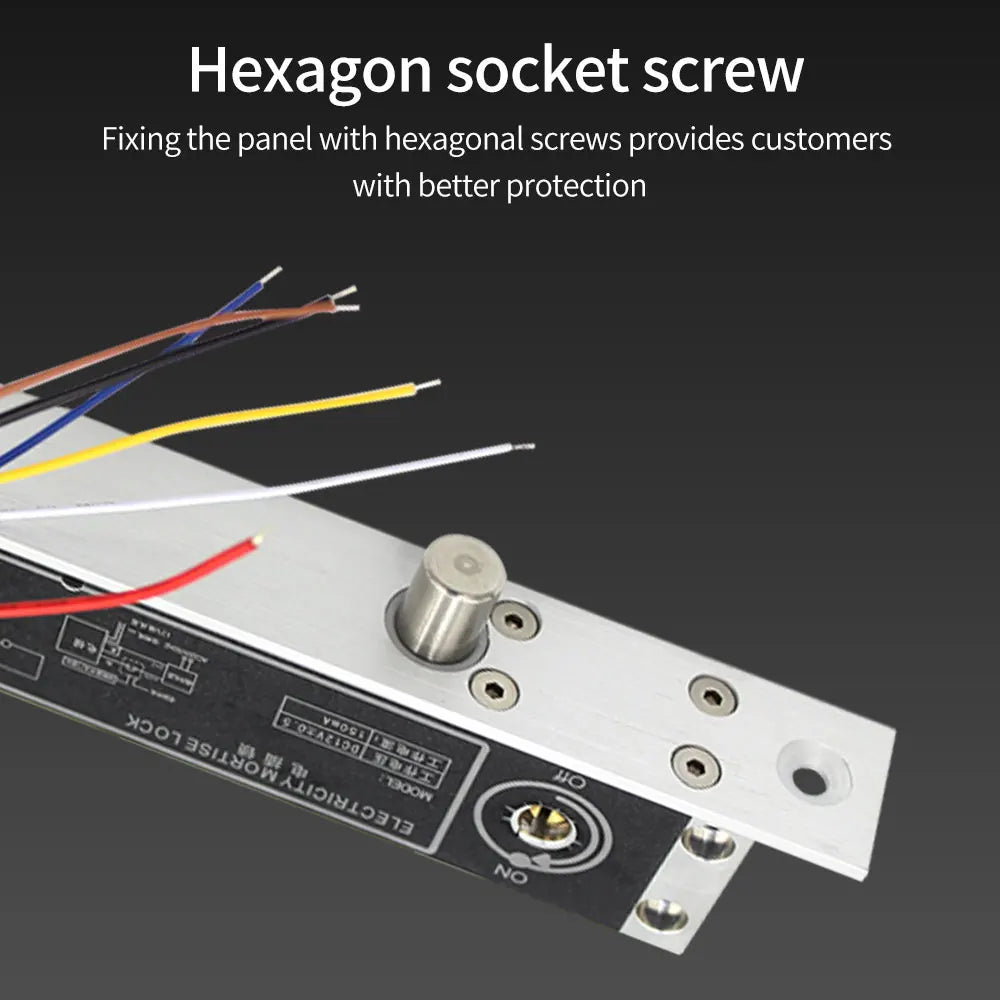 DC 12V Fail Secure Electric Cylinder Drop Bolt Lock With Bevel Bolt Mechanical Key Adjustable Time relay Door Contact 6 Cables Vue