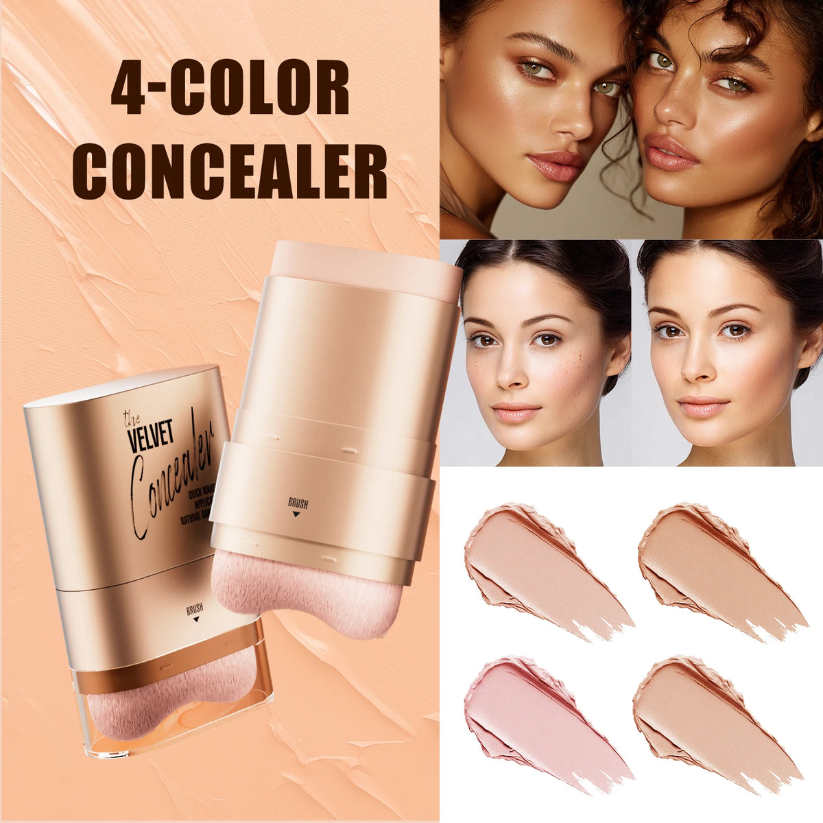 Four-Color Concealer to Cover Dark Circles, Tattoos, Acne Marks, Facial Concealer, Contouring, Waterproof Foundation, Beauty Makeup Vue