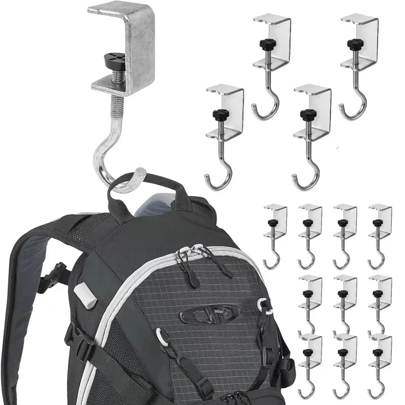 1-50PCS 360° Rotatable Hook Adjustable No Drill Mount for Wall and Desk Heavy Duty Backpack Hanger Portable Dorm Organizer Vue