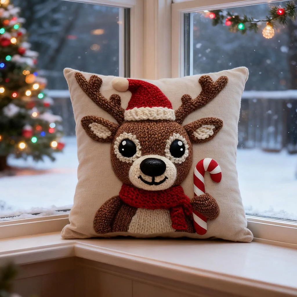 Deer Pillow Covers Soft Linen Elk Pillowcase 18x18in Christmas Deer Pillow Covers for Home Living Room Sofa Indoor Outdoor Vue Default Title