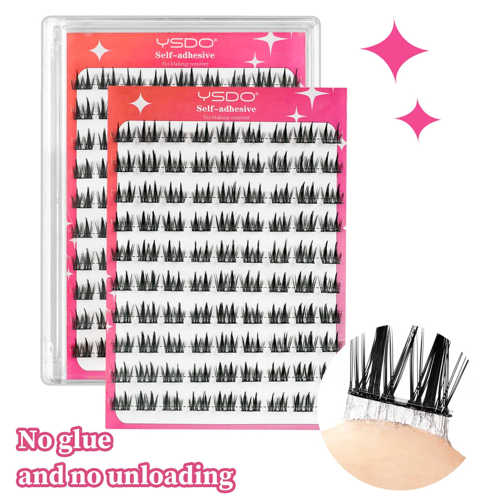 No Glue Needed Natural C-Type Self-Adhesive Eyelash Extensions Press-On Eyelashes Handmade Madeup Self-Adhesive Eyelash Clusters Vue