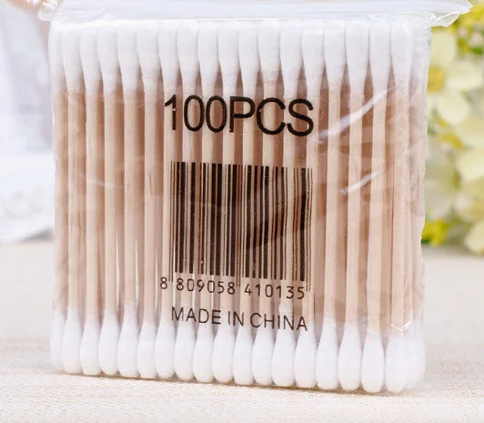 vvocci Organize Box Storage Box Double Cotton Swab ToothpickSwab Head Cotton Buds Container Transparent Square Bamboo Cover Vue B199 100 pcs