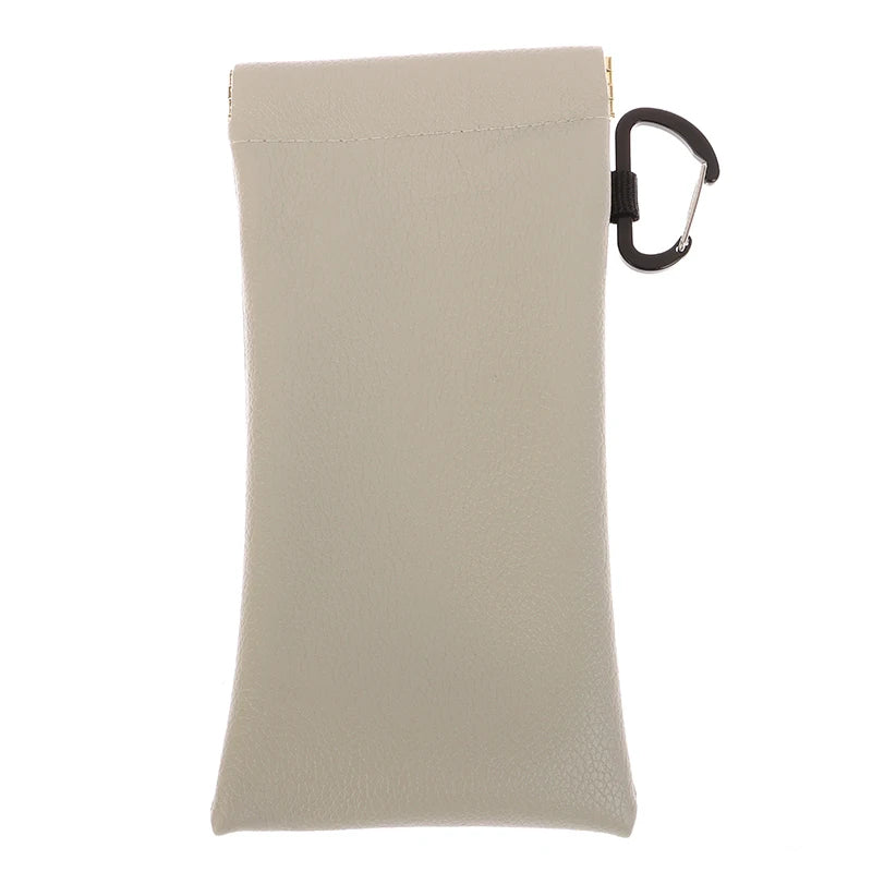 Automatic Closed Soft PU Glasses Bag Sunglasses Case Carrying Bag Eyewear Pouch Earphone Data Cable Storage Protective Cover Vue Gray