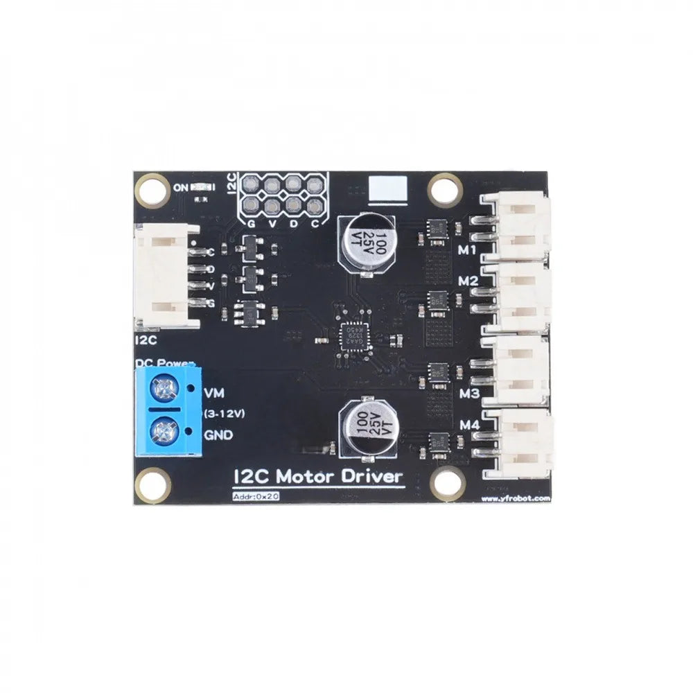 4 Channel I2C DC Motor Driver Module IIC Communication Smart Car Motor Controller 5V Logic Voltage 3-12V Drive Voltage Board Vue