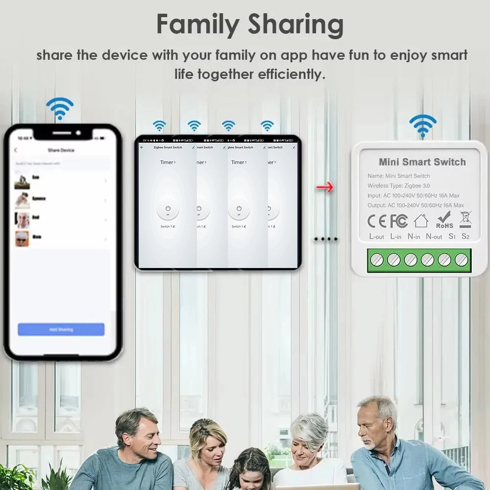 Smart WIFI & Zigbee Switch Module Control Home Automation Mini Circuit Breaker Voice Control Compatible with Alexa Google Alice Vue