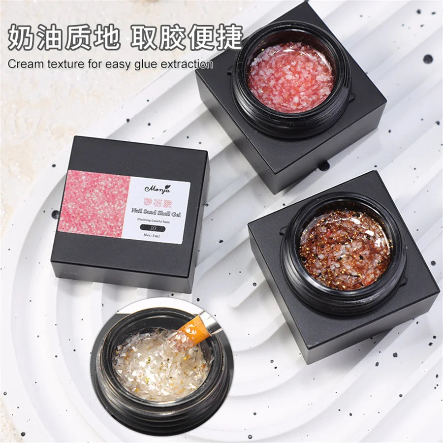 1pc Sand shell nail gel nail polish gel nail art ice transparent color popular color laser flash easy apply Daily Festivals 5ml Vue