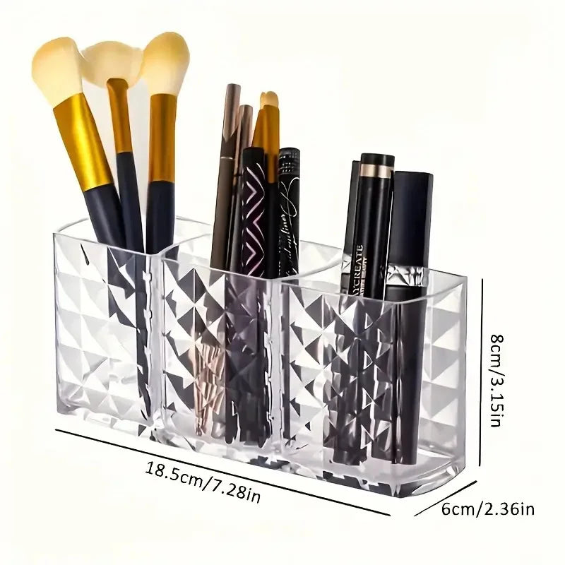 3 Slots Makeup Brush Holder Makeup Organizer Cosmetic Storage Box Lipstick Eyebrow Pencil Display Stand Acrylic Transparent Box Vue Large size