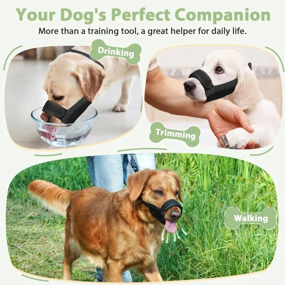 Anti Bite Dog Mesh Muzzle Breathable Prevent Barking Dog Mouth Guard Adjustable Soft Dog Mouth Cover Training Sessions Vue