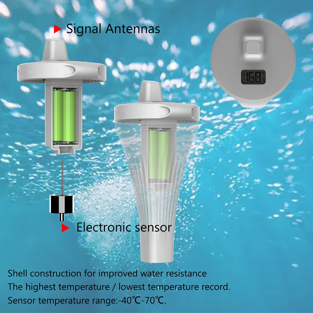 Smart Pool Thermometer IPX7 Waterproof Floating Pool Thermometer Easy Read Swimming Pool Thermometer for Swimming Pools Vue