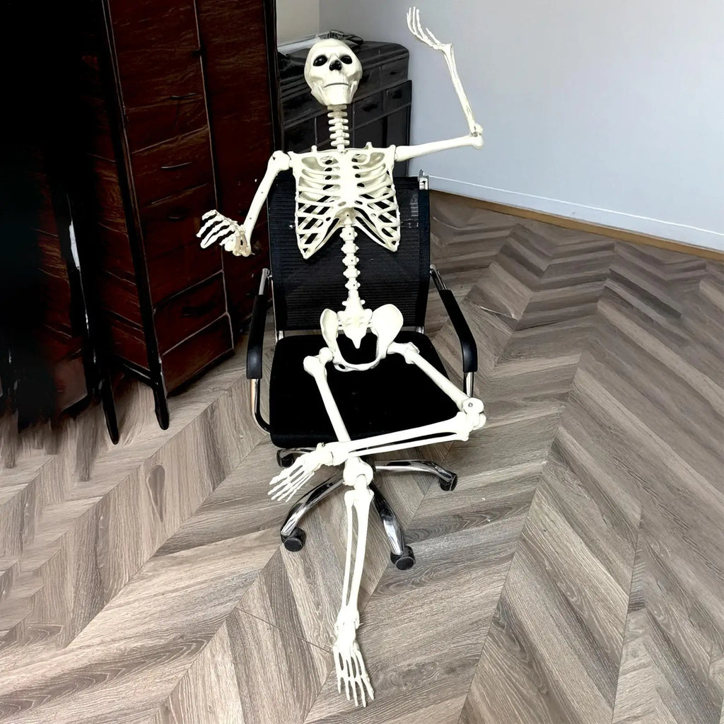 Halloween Realistic Body Bones with Posable Joints Simulation Skull Ornament Haunted House Horror Props Garden Decor Decorative Vue