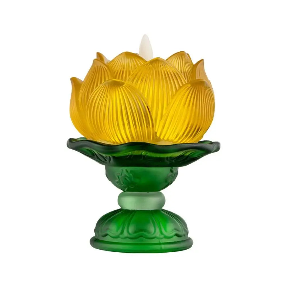 Emulation Resin Electronic Lamp Decoration Prayer Tools LED Simulation Candle Ornaments Hall Lighting Lotus Lantern Household Vue