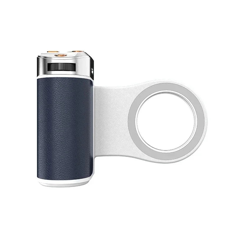 Smartphone Photography Magnetic Shutter Anti-Shake Photo Stabilizer Bluetooth Remote Control Release Zoom Handle Live Streaming Vue Blue
