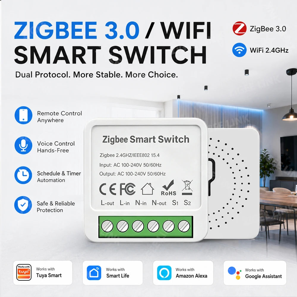 Zigbee 3.0 Wireless Magnetic Door Window Detector Smart Home Security Alarm Sensor With APP Alert Notification Voice Control Vue