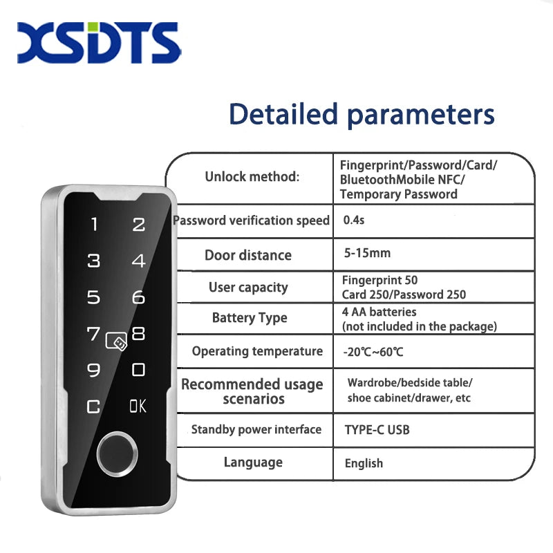 Smart Drawer Cabinet Invisible Lock Tuya APP Fingerprint Ic Card Unlock Cabinet Furniture Electronic Keyless Sensor Lock Vue